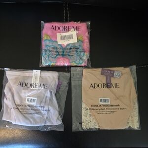 Adore Me Pink and Neutral Lace Panties Trio